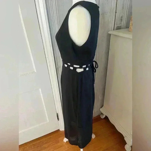 Black Midi Dress w/ cutouts Witchy Dark Romantic Goth Feminine LBD SZ S - Picture 8 of 10